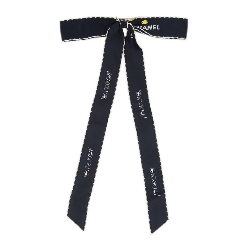 Chanel Bow Brooch Pin Navy